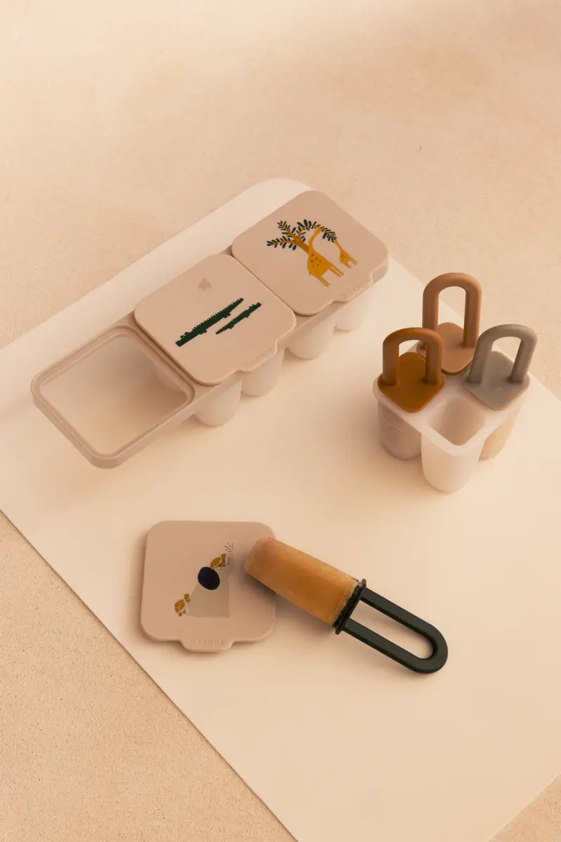 Liewood Kaimen Silikon‑Eisförmchen „Peach / Sea shell“, Eis‑Pop‑Set