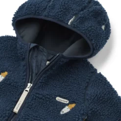 Liewood Mara Sherpa Jacke mit Kapuze und Ohren „Rocket / Classic navy / Embroidery“