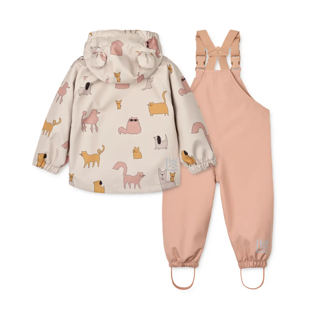 Liewood Softshell Regenbekleidungs-Set Manu „Cats and Dogs / Sandy“