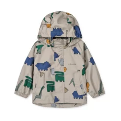 Liewood Softshell Regenbekleidungs-Set Manu „Dinosaurs / Nebelgrau“