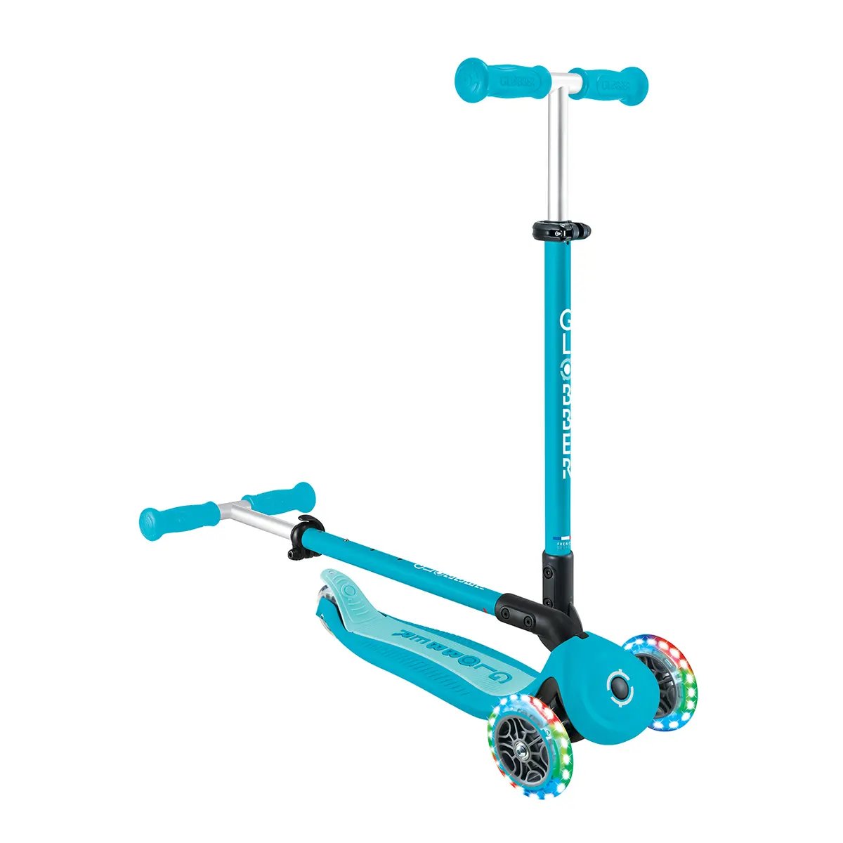 Globber 3-in-1 Roller Go-Up Active Lights 360 Grad mit Leuchtrollen – Blau, Hinterradlenkung, 15M-9J