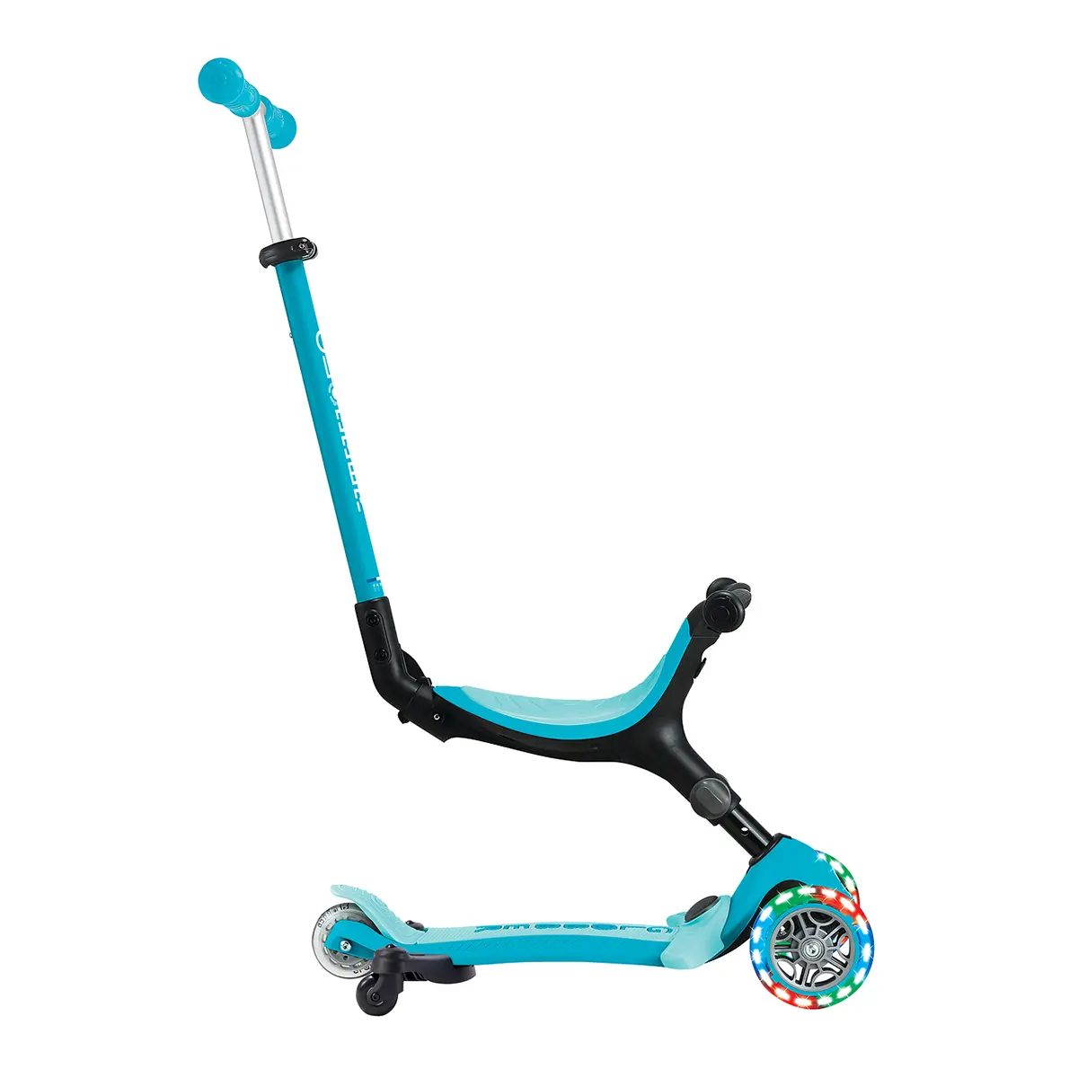 Globber 3-in-1 Roller Go-Up Active Lights 360 Grad mit Leuchtrollen – Blau, Hinterradlenkung, 15M-9J