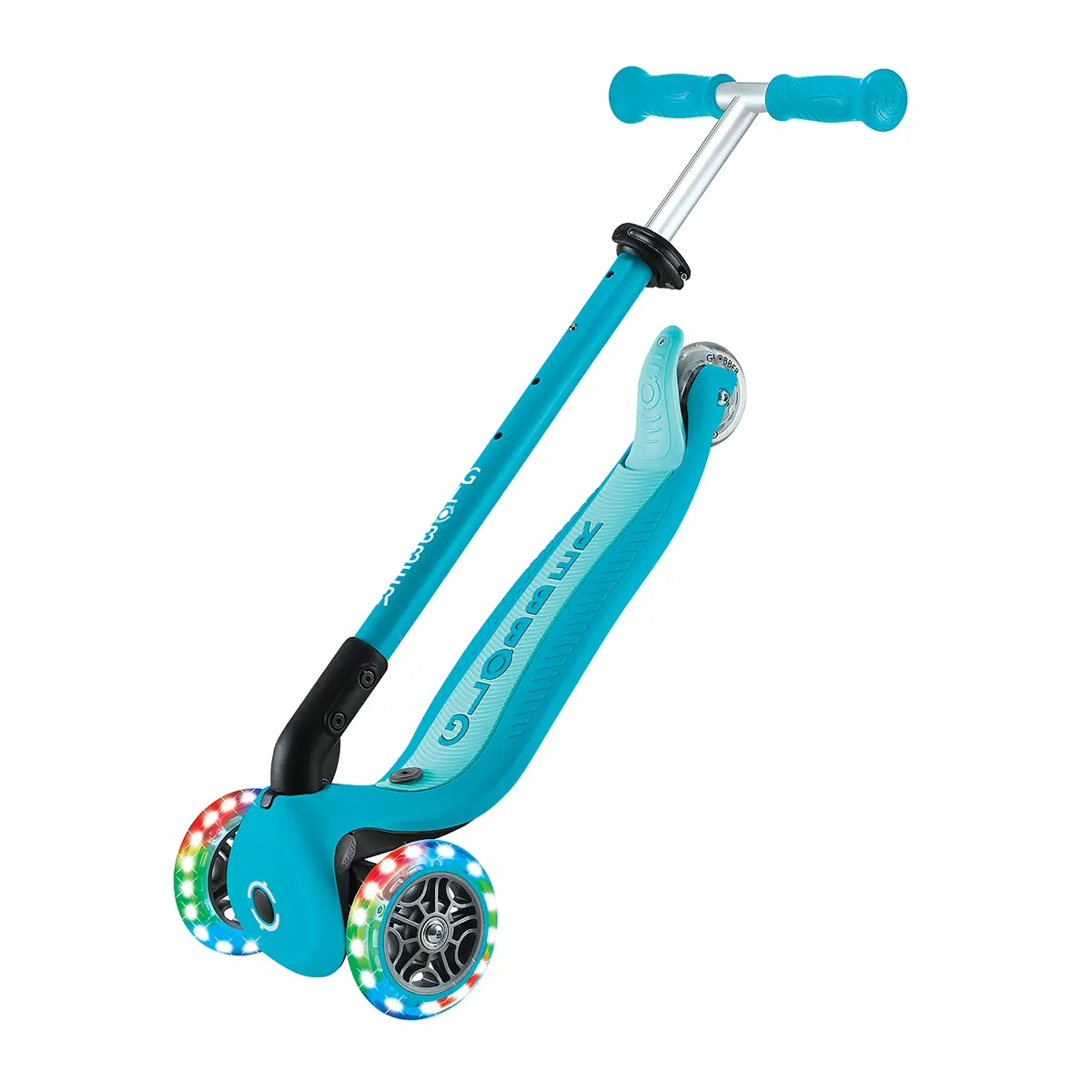 Globber 3-in-1 Roller Go-Up Active Lights 360 Grad mit Leuchtrollen – Blau, Hinterradlenkung, 15M-9J