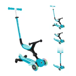 Globber 3-in-1 Roller Go-Up Active Lights 360 Grad mit Leuchtrollen – Blau, Hinterradlenkung, 15M-9J