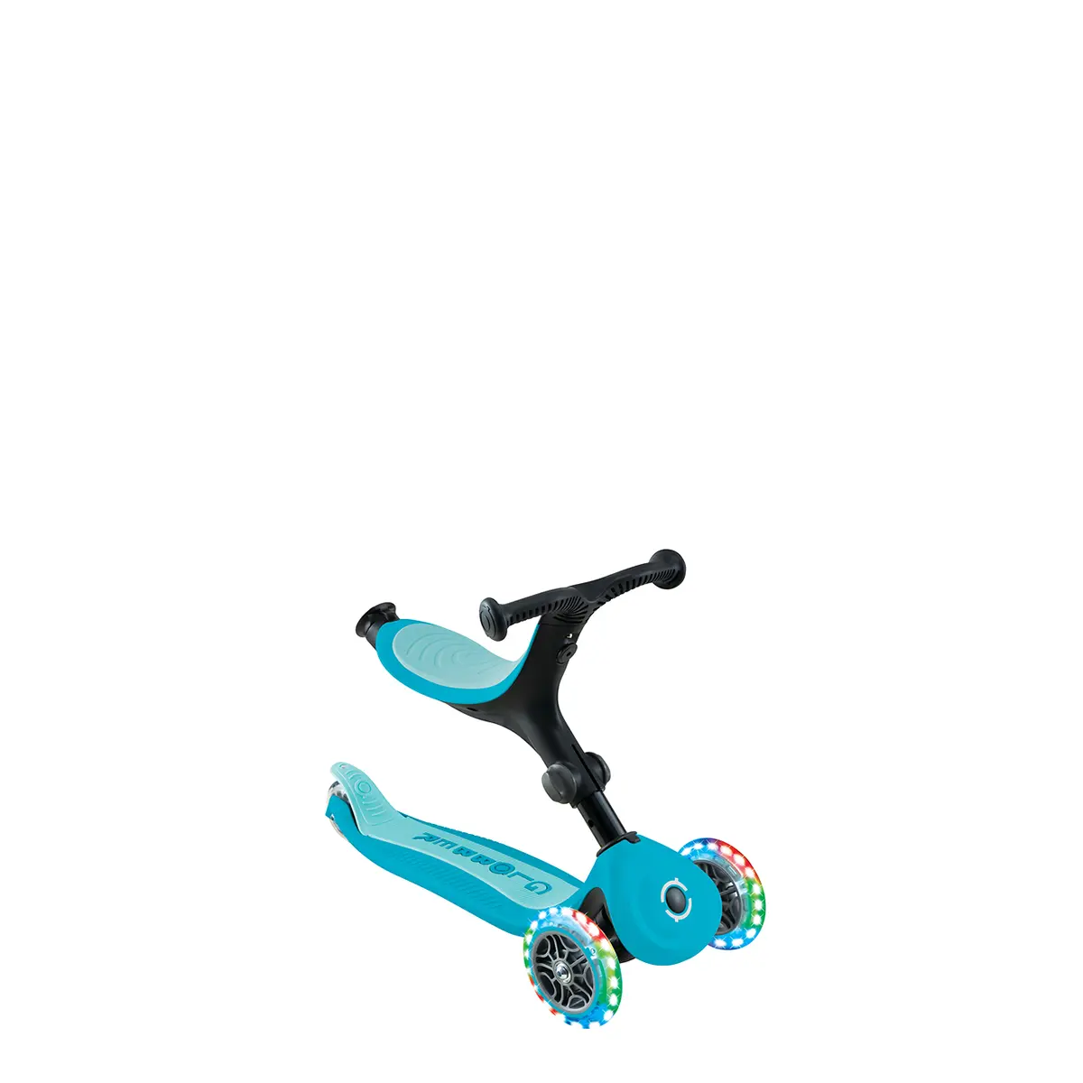 Globber 3-in-1 Roller Go-Up Active Lights 360 Grad mit Leuchtrollen – Blau, Hinterradlenkung, 15M-9J