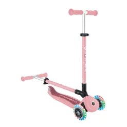 Globber 3-in-1 Roller Go-Up Active Lights 360 Grad mit Leuchtrollen – Pastellrosa, Hinterradlenkung, 15M-9J