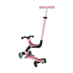 Globber 3-in-1 Roller Go-Up Active Lights 360 Grad mit Leuchtrollen – Pastellrosa, Hinterradlenkung, 15M-9J