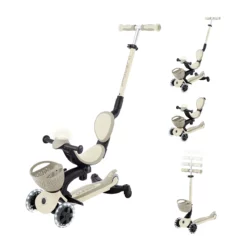 Globber 3-in-1 Roller Go-Up Baby Lights 360º mit Leuchtrollen – Taupe, 15M-9J