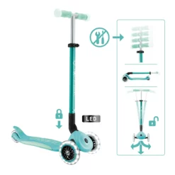 Globber Roller Elite Glow Lights mit Leuchtrollen – Dunkelmint, ab 3 Jahre