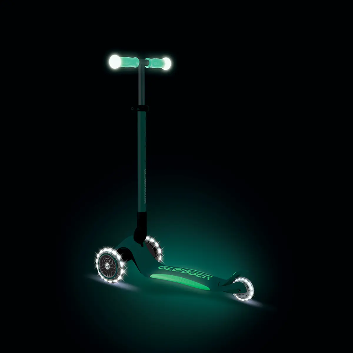Globber Roller Elite Glow Lights mit Leuchtrollen – Dunkelmint, ab 3 Jahre