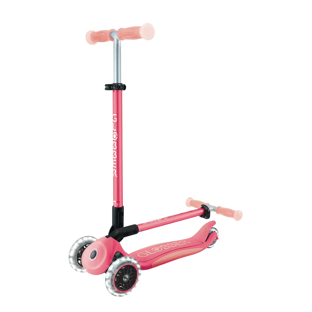 Globber Roller Elite Glow Lights mit Leuchtrollen – Pastellrosa, ab 3 Jahre