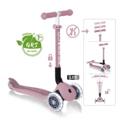 Globber Roller Junior Foldable Lights ECO mit Leuchtrollen – Beere, 2-6 Jahre, Modell 2025