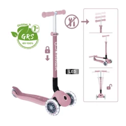 Globber Roller Primo Foldable Lights ECO mit Leuchtrollen – Beere, 3-9 Jahre