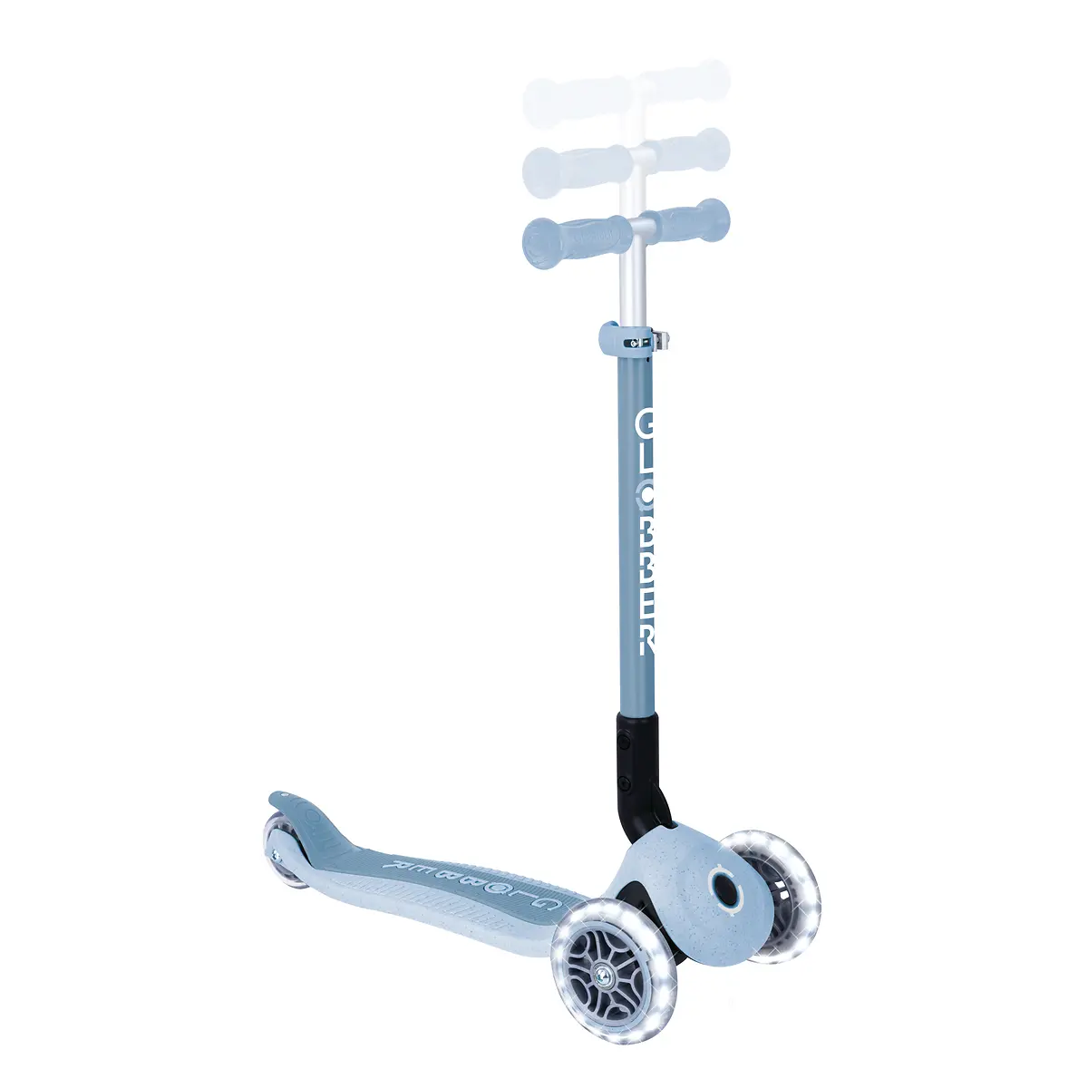 Globber Roller Primo Foldable Plus Lights ECO mit Leuchtrollen – Blaubeere, 3-9 Jahre