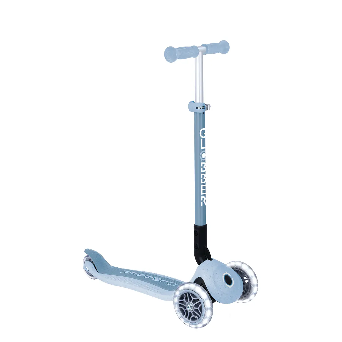 Globber Roller Primo Foldable Plus Lights ECO mit Leuchtrollen – Blaubeere, 3-9 Jahre