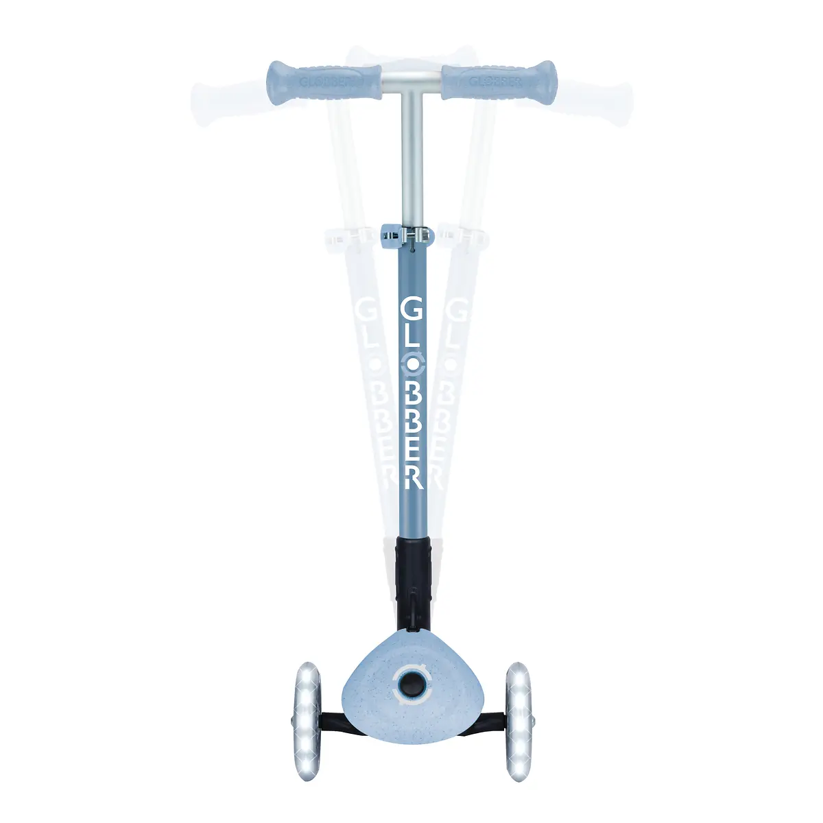 Globber Roller Primo Foldable Plus Lights ECO mit Leuchtrollen – Blaubeere, 3-9 Jahre