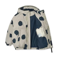 Liewood Daunenjacke Adelina „Spot dots / Nebelgrau“ mit Kapuze