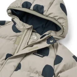Liewood Daunenjacke Adelina „Spot dots / Nebelgrau“ mit Kapuze