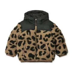 Liewood Fleece-Pufferjacke Niko „Mega leo : Oat mix“ mit Kapuze