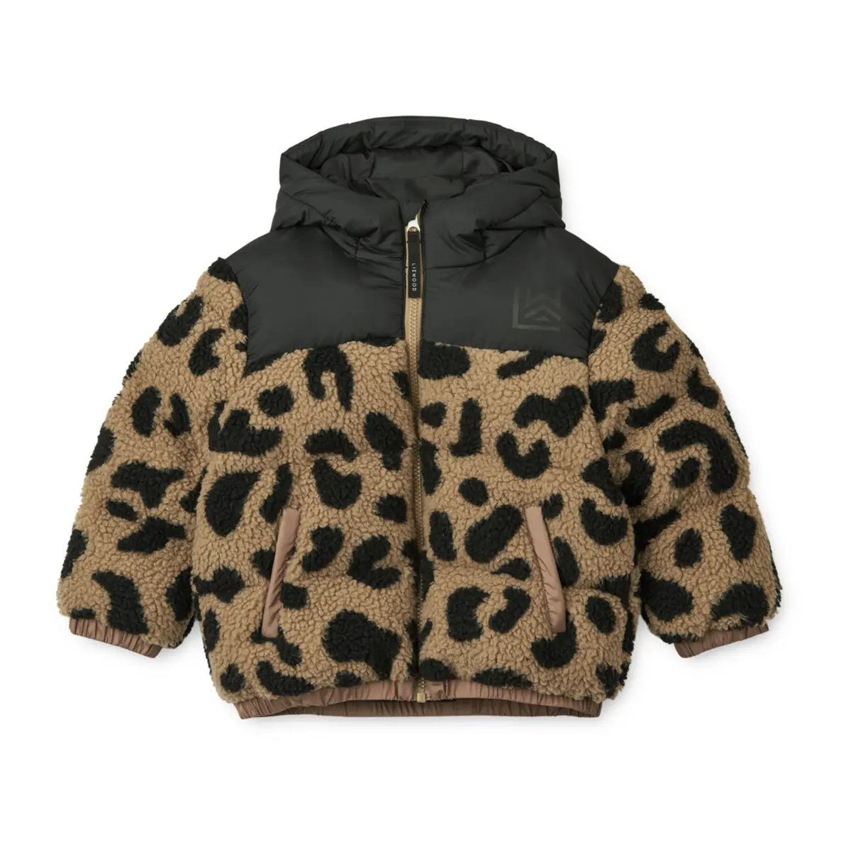 Liewood Fleece-Pufferjacke Niko „Mega leo : Oat mix“ mit Kapuze