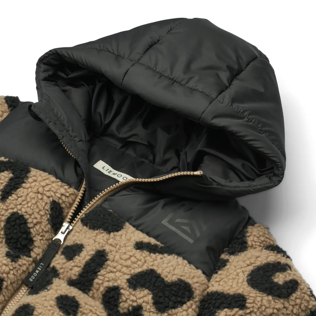 Liewood Fleece-Pufferjacke Niko „Mega leo : Oat mix“ mit Kapuze