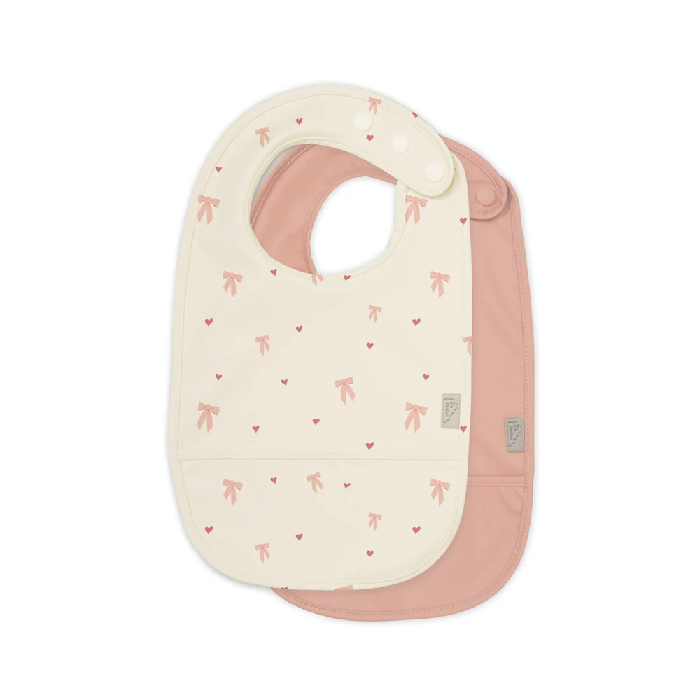 Cam Cam Lätzchen mit Auffangtasche „Bows“, 2er-Set, L36cm