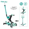 Globber 3-in-1 Roller Go-Up Deluxe Lights 360 Grad mit Leuchtrollen – Mint, Hinterradlenkung, 15M-9J