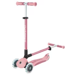 Globber 3-in-1 Roller Go-Up Deluxe Lights 360 Grad mit Leuchtrollen – Pastellrosa, Hinterradlenkung, 15M-9J