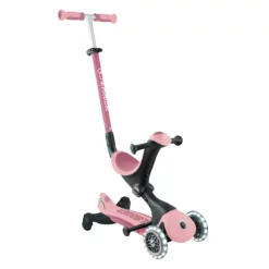 Globber 3-in-1 Roller Go-Up Deluxe Lights 360 Grad mit Leuchtrollen – Pastellrosa, Hinterradlenkung, 15M-9J