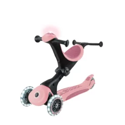 Globber 3-in-1 Roller Go-Up Deluxe Lights 360 Grad mit Leuchtrollen – Pastellrosa, Hinterradlenkung, 15M-9J