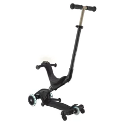 Globber 3-in-1 Roller Go-Up Deluxe Lights 360 Grad mit Leuchtrollen – Schwarz, Hinterradlenkung, 15M-9J