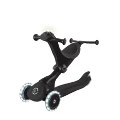 Globber 3-in-1 Roller Go-Up Deluxe Lights 360 Grad mit Leuchtrollen – Schwarz, Hinterradlenkung, 15M-9J
