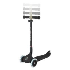 Globber 3-in-1 Roller Go-Up Deluxe Lights 360 Grad mit Leuchtrollen – Schwarz, Hinterradlenkung, 15M-9J