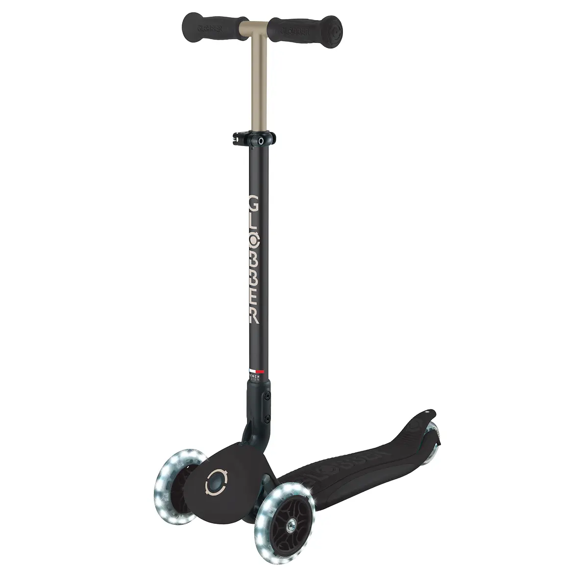 Globber 3-in-1 Roller Go-Up Deluxe Lights 360 Grad mit Leuchtrollen – Schwarz, Hinterradlenkung, 15M-9J