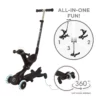 Globber 3-in-1 Roller Go-Up Deluxe Lights 360 Grad mit Leuchtrollen – Schwarz, Hinterradlenkung, 15M-9J