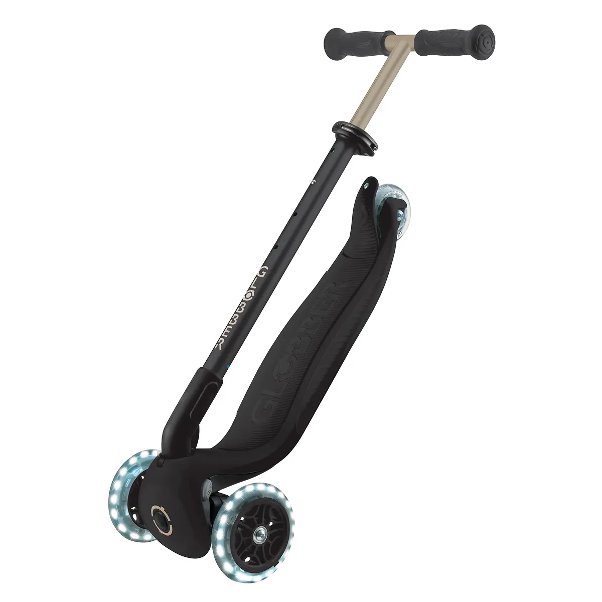 Globber 3-in-1 Roller Go-Up Deluxe Lights 360 Grad mit Leuchtrollen – Schwarz, Hinterradlenkung, 15M-9J
