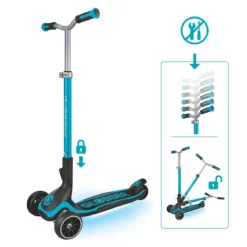 Globber Roller Ultimum Lights mit Leuchtmodul – Blau, 12 Licht-Programme, 5-99 Jahre, bis 100kg