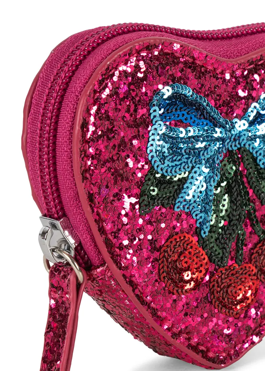 Konges Sløjd Glitzer Herz-Portemonnaie für Kinder „Tut / Sangria“
