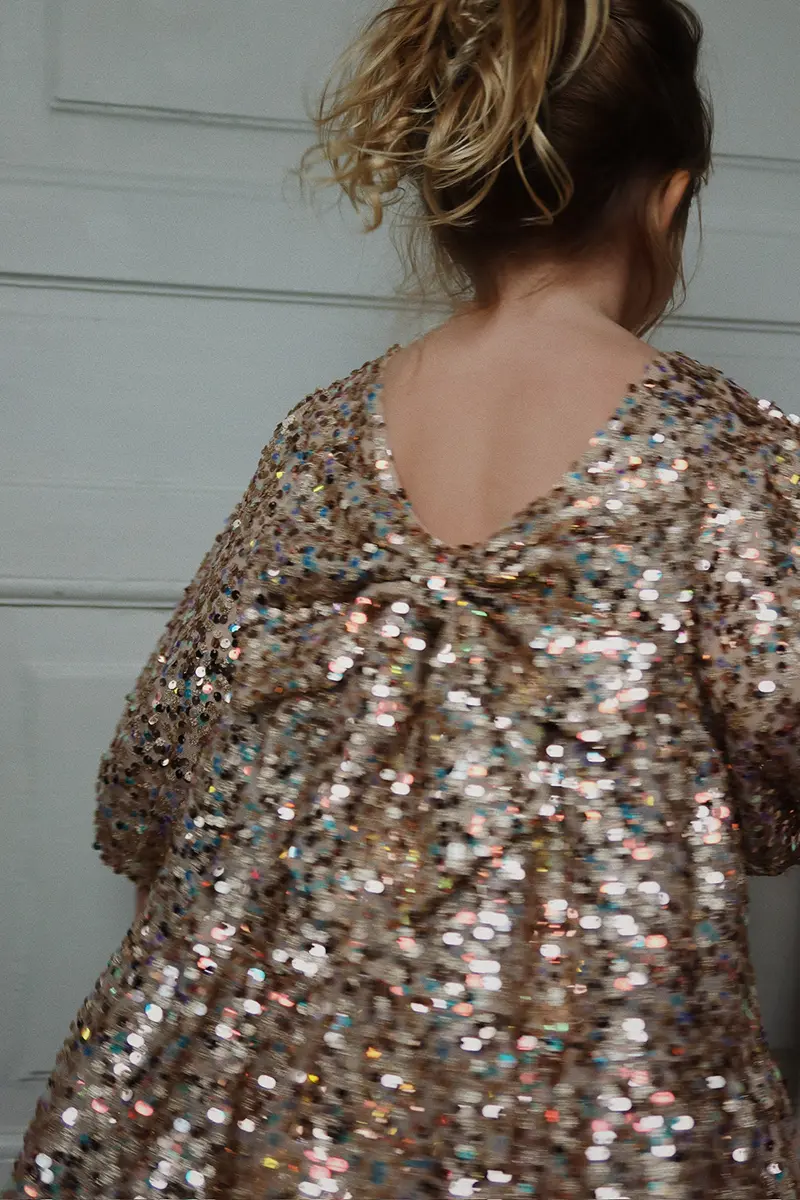 Konges Sløjd Pailletten-Kleid Lila „Gold Glitter“