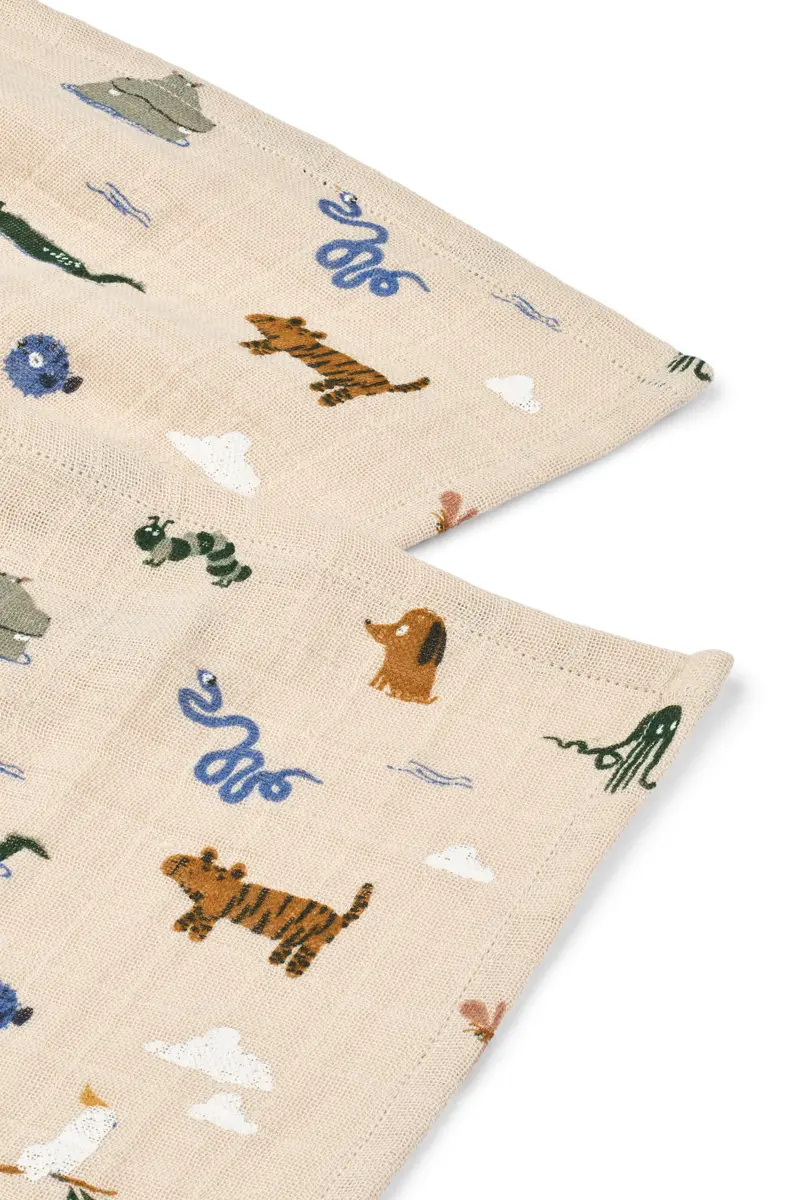 Liewood Lewis Mulltuch „Around the world / Sandy“, Musselin, 2er-Set, 65x65cm