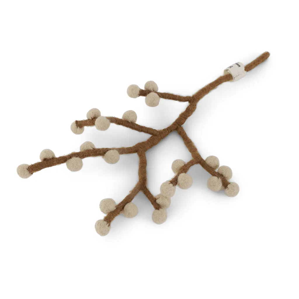 Gry & Sif Filzblumen „Zweig mit beigefarbenen Beeren“ 19cm