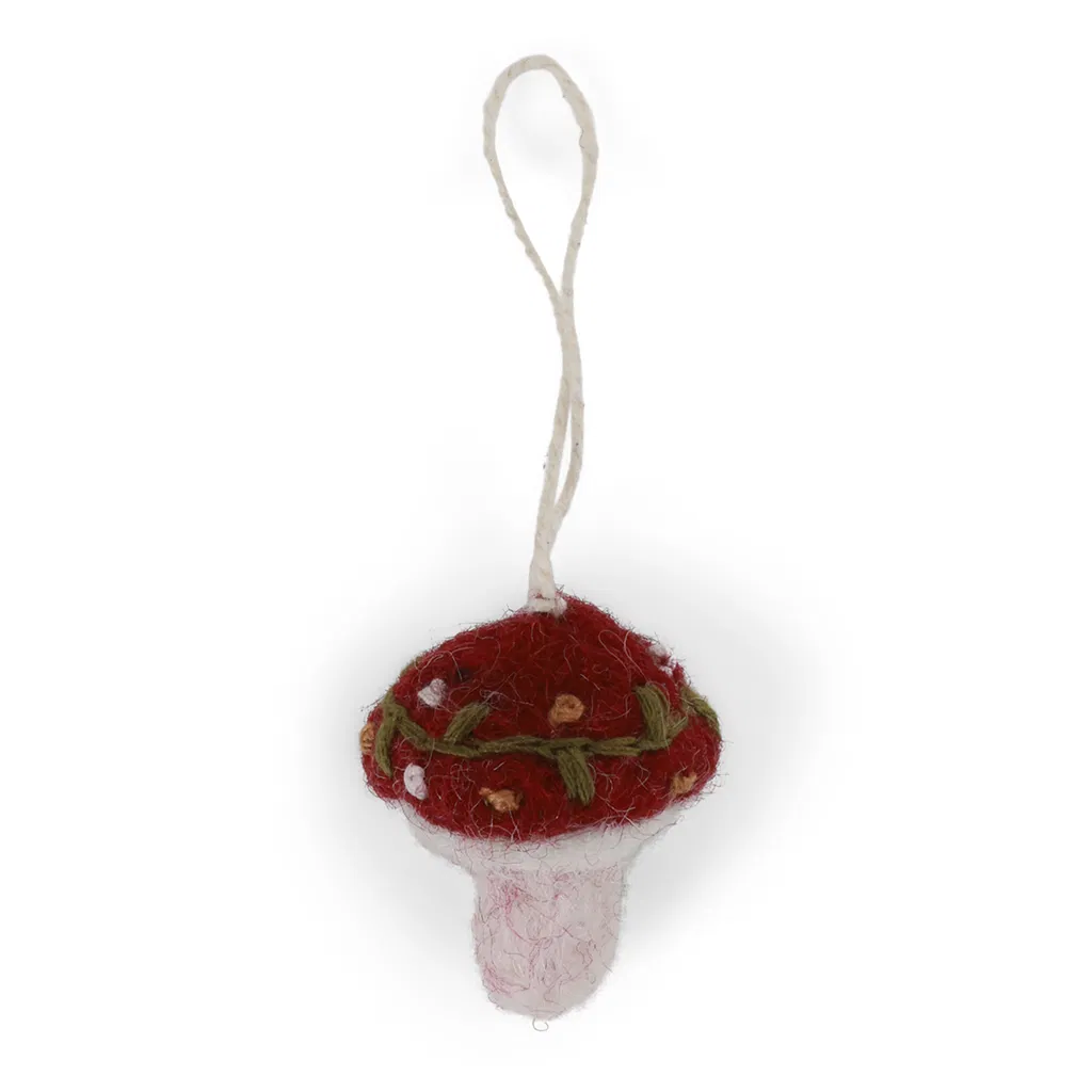 Gry & Sif Weihnachtsbaumschmuck „Pilz mit Stickerei“, H3cm