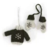 Gry & Sif Weihnachtsbaumschmuck „Strickpulli und Handschuhe, grün“