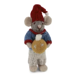 Gry & Sif Weihnachtsmaus „graue Maus / Junge mit Kugel“ 12cm