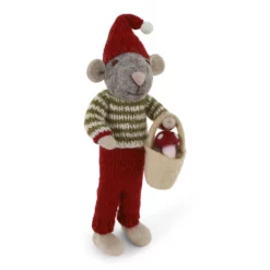 Gry & Sif Weihnachtsmaus „graue Maus / Korb mit Pilz“ 27cm