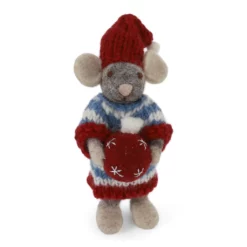 Gry & Sif Weihnachtsmaus „graue Maus / Mädchen mit Kugel“ 12cm
