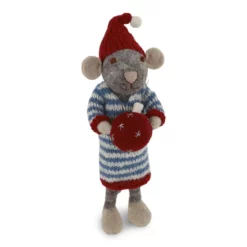 Gry & Sif Weihnachtsmaus „graue Maus / Mädchen mit Kugel“ 27cm