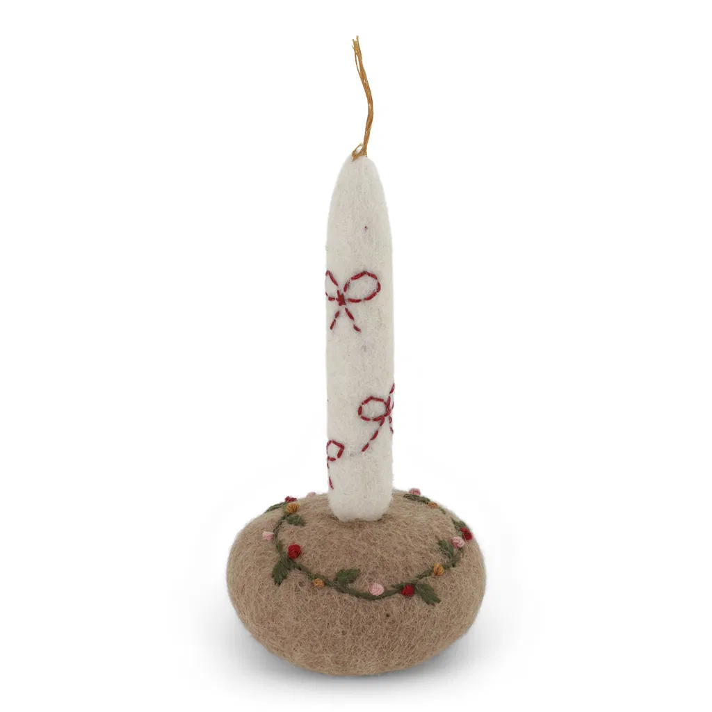 Gry & Sif „Kerze und Kerzenhalter mit Stickerei“ H12cm