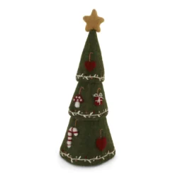 Gry & Sif „Weihnachtsbaum mit Stickerei, grün“ H16cm