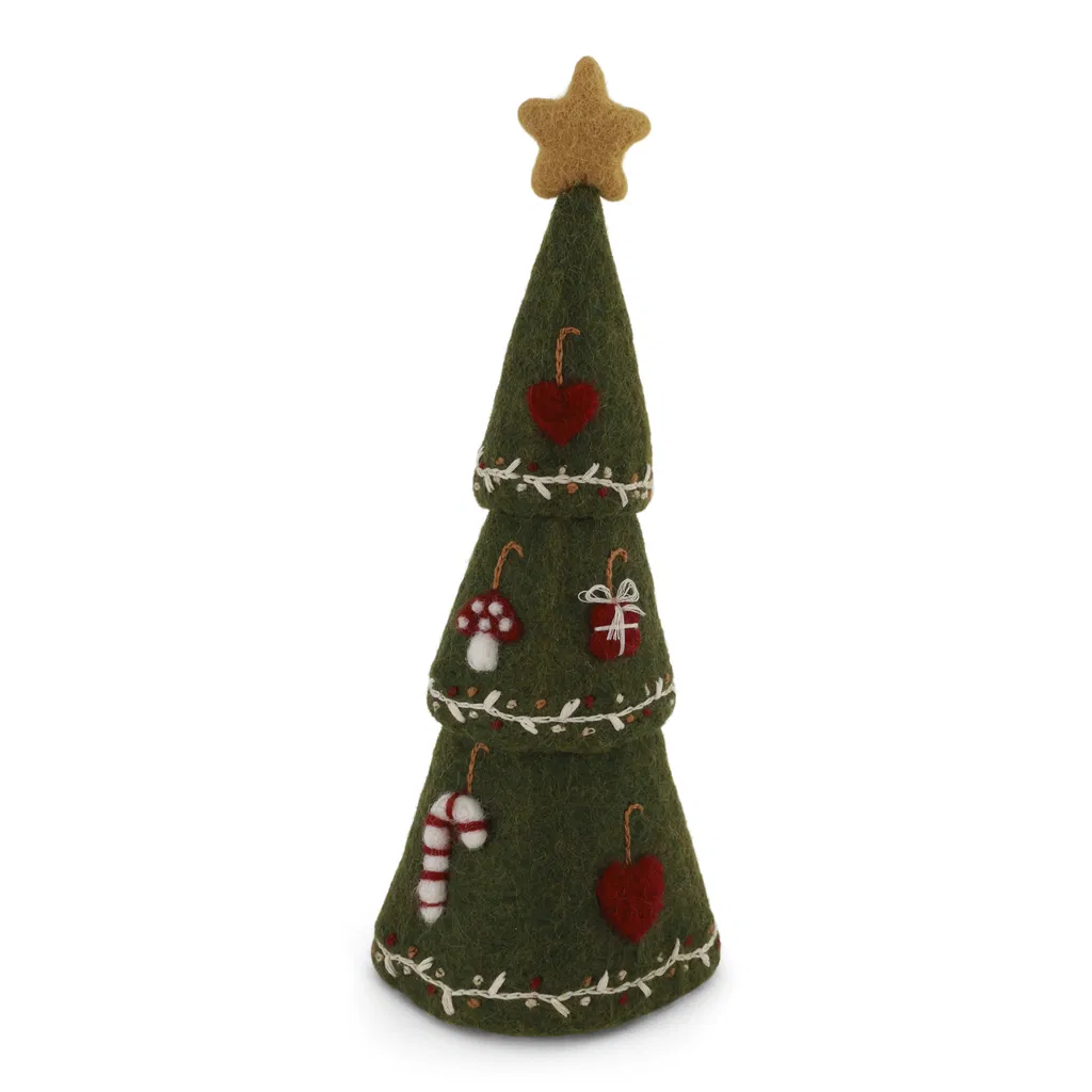 Gry & Sif „Weihnachtsbaum mit Stickerei, grün“ H16cm